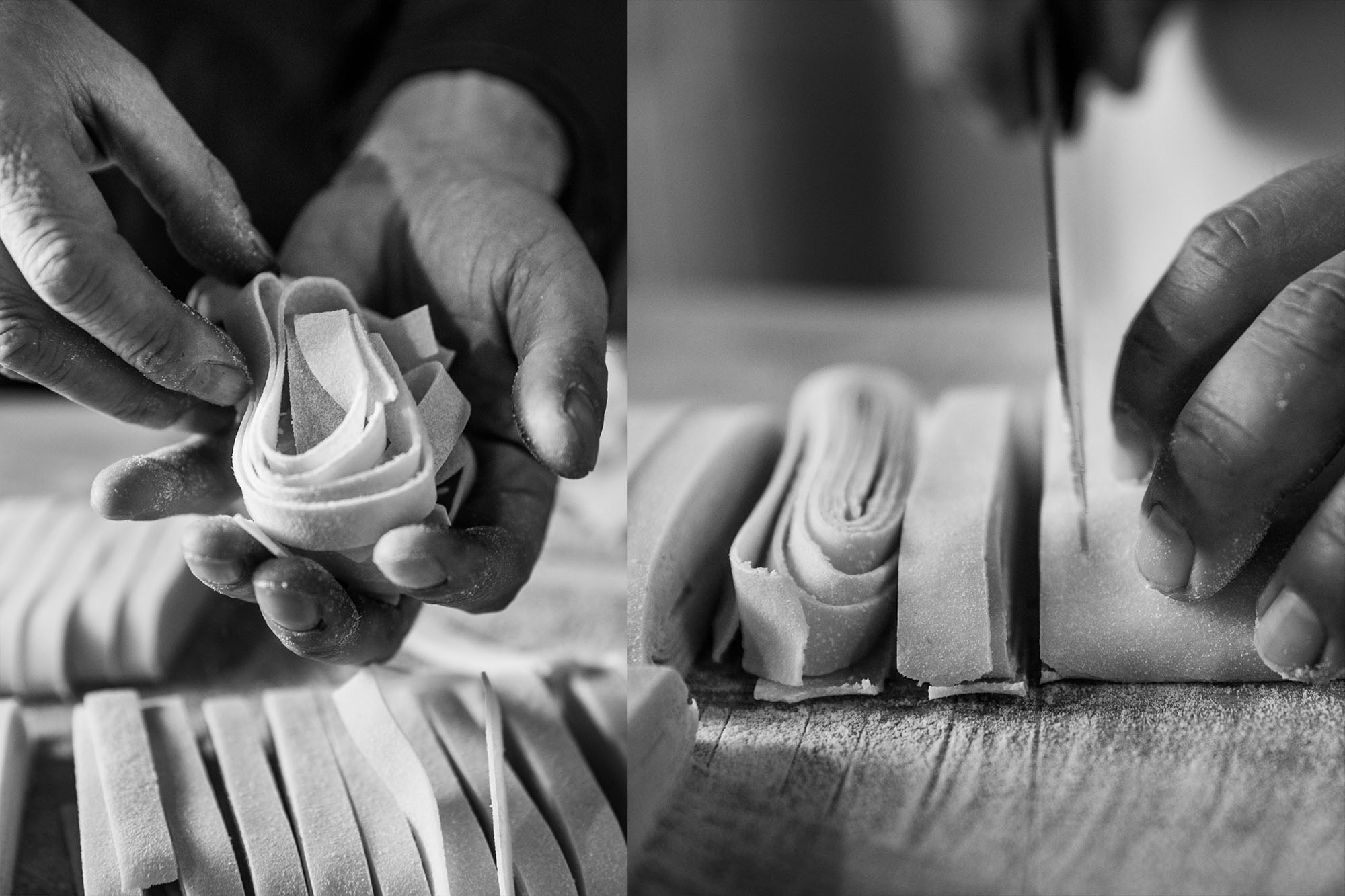 Handmade pasta being made with love.