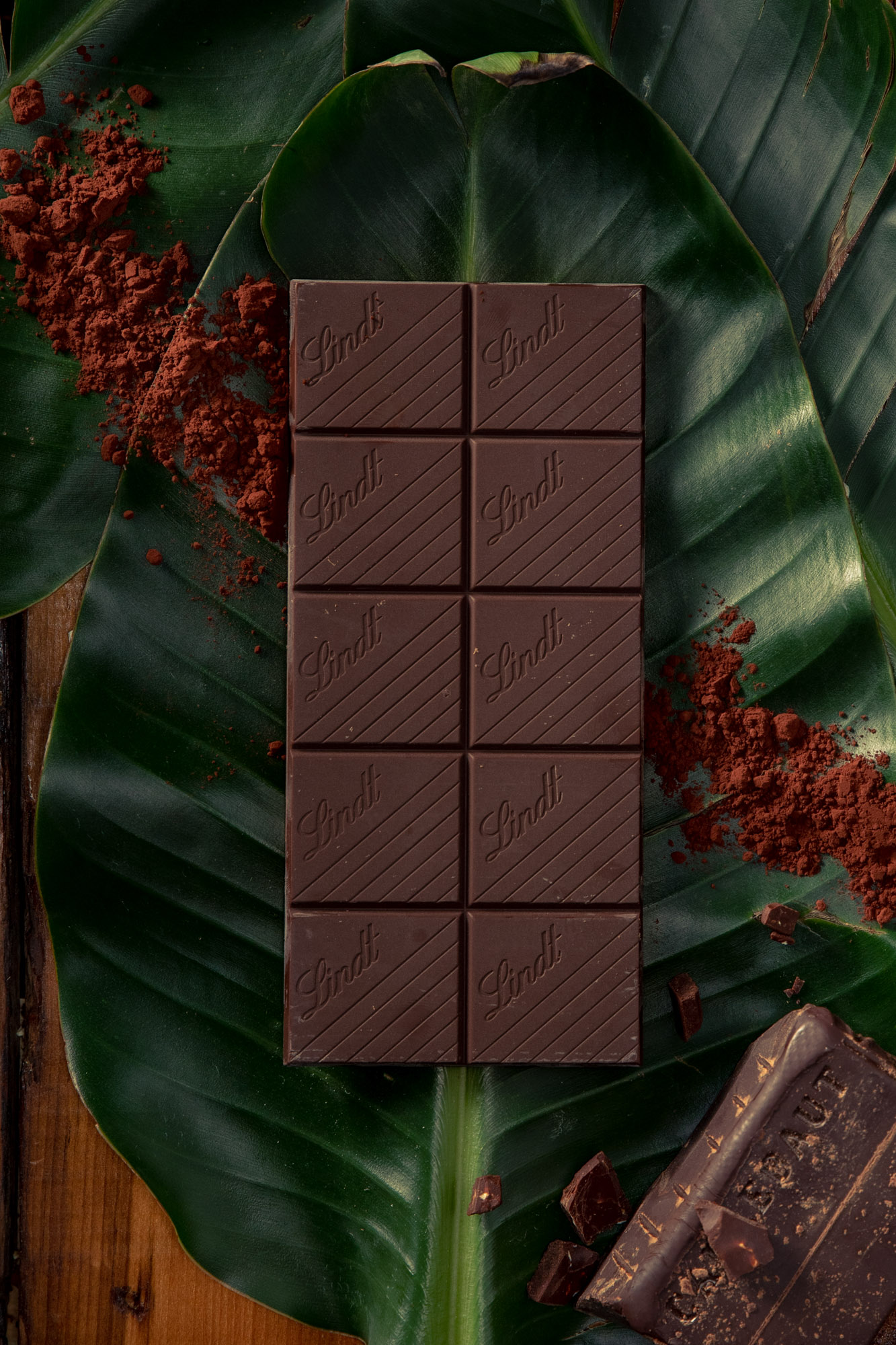 Food styling of dark chocolate