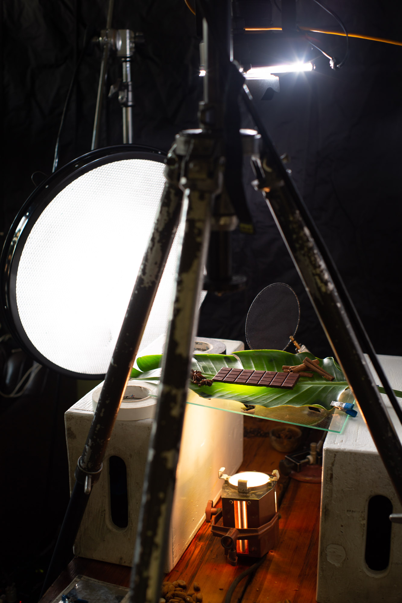 A look at the setup used to photograph the chocolate in studio