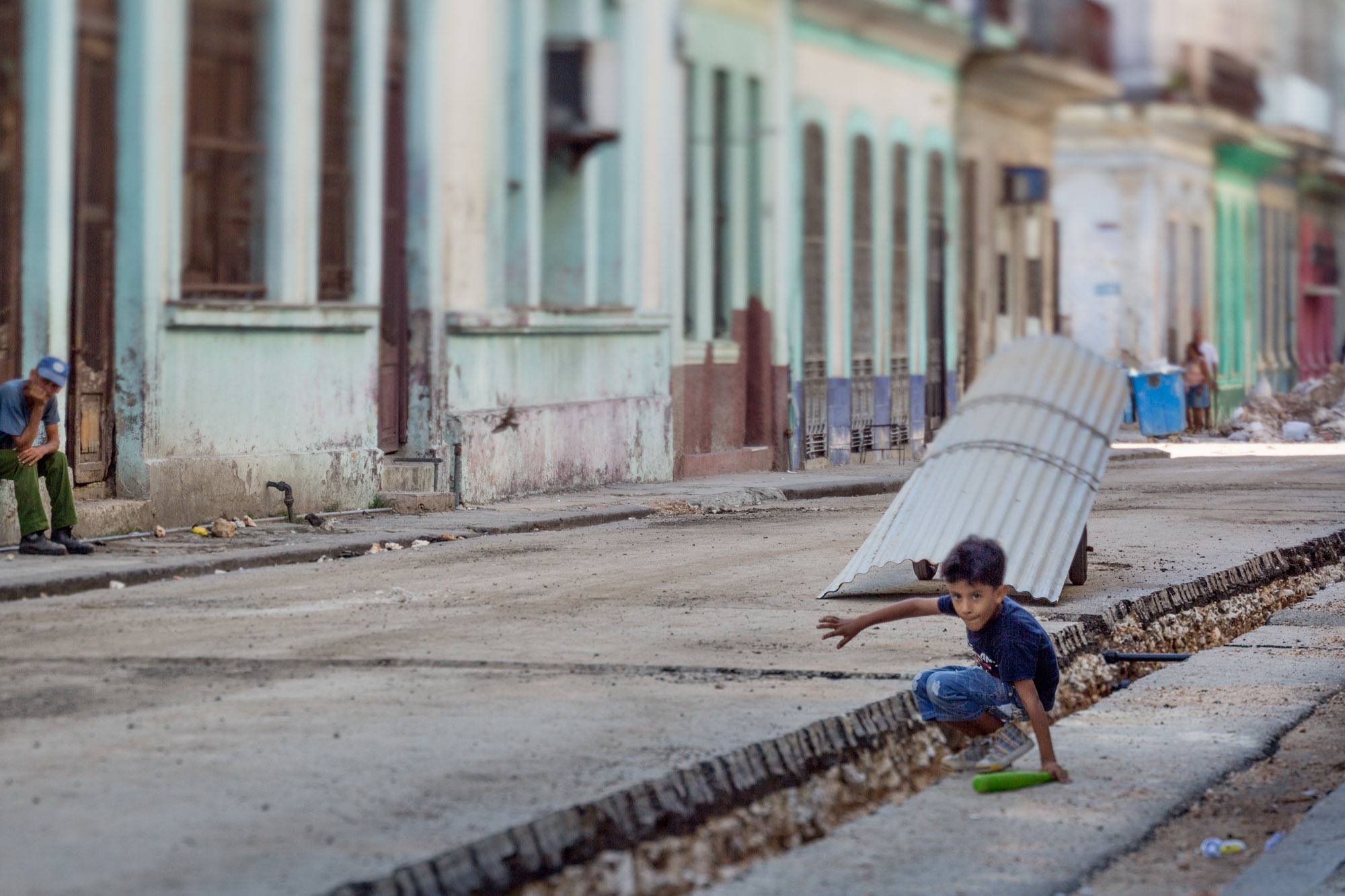 Second half of a diptych, Boys playing ball in Cuba.